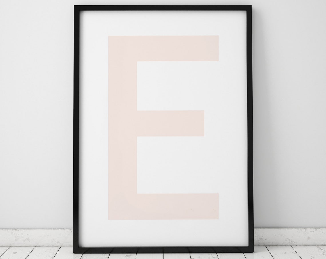 Blush Pink Letter E Scandinavian Style Initial Alphabet Poster