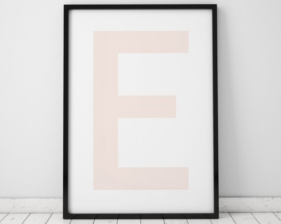 Blush Pink Letter E Scandinavian Style Initial Alphabet Poster
