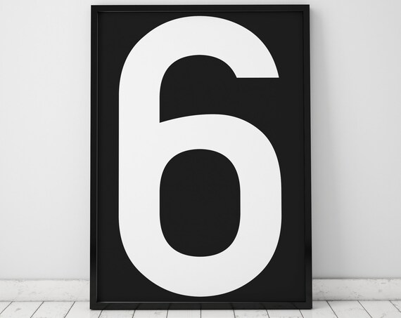Number 6 Print Wall Art Scandinavian Poster Instant