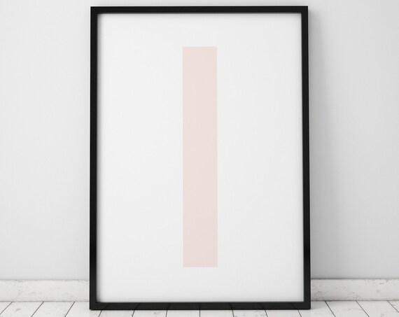 Letter I Blush Pink Scandinavian Minimalist Typography Art Poster