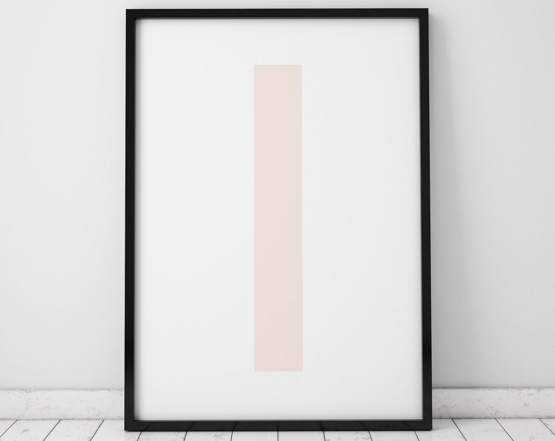 Letter I Blush Pink Scandinavian Minimalist Typography Art Poster
