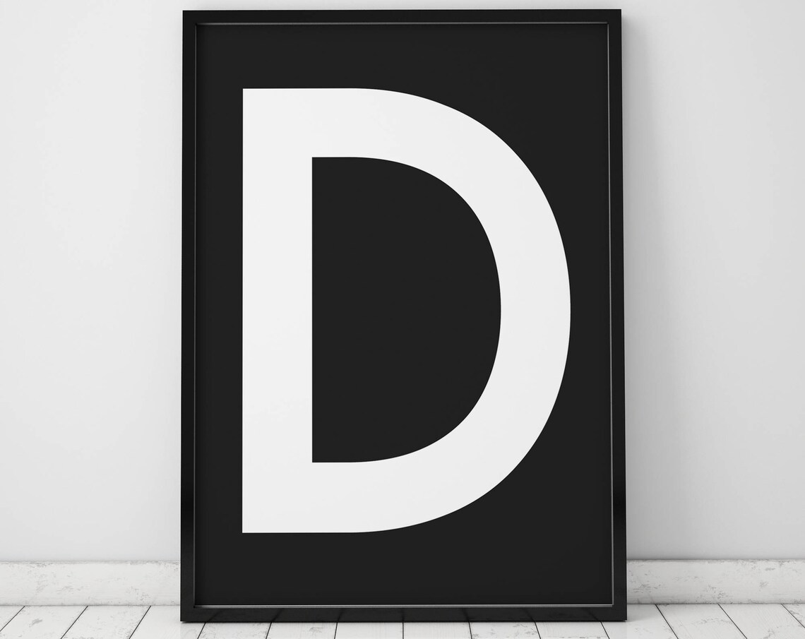 D Letter Print, Scandinavian Typography Poster