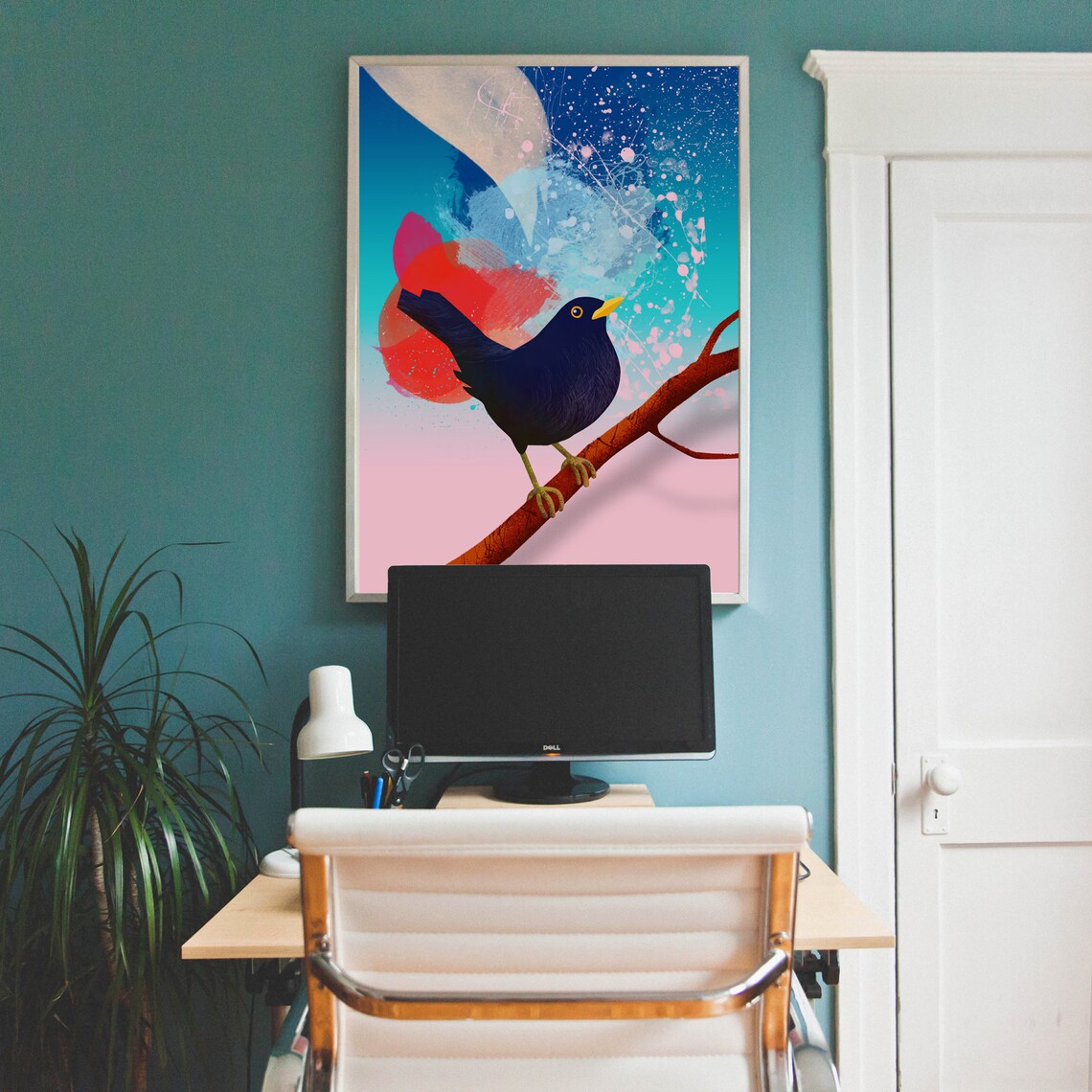Common Blackbird Illustration Art Print, Birds - Image 2