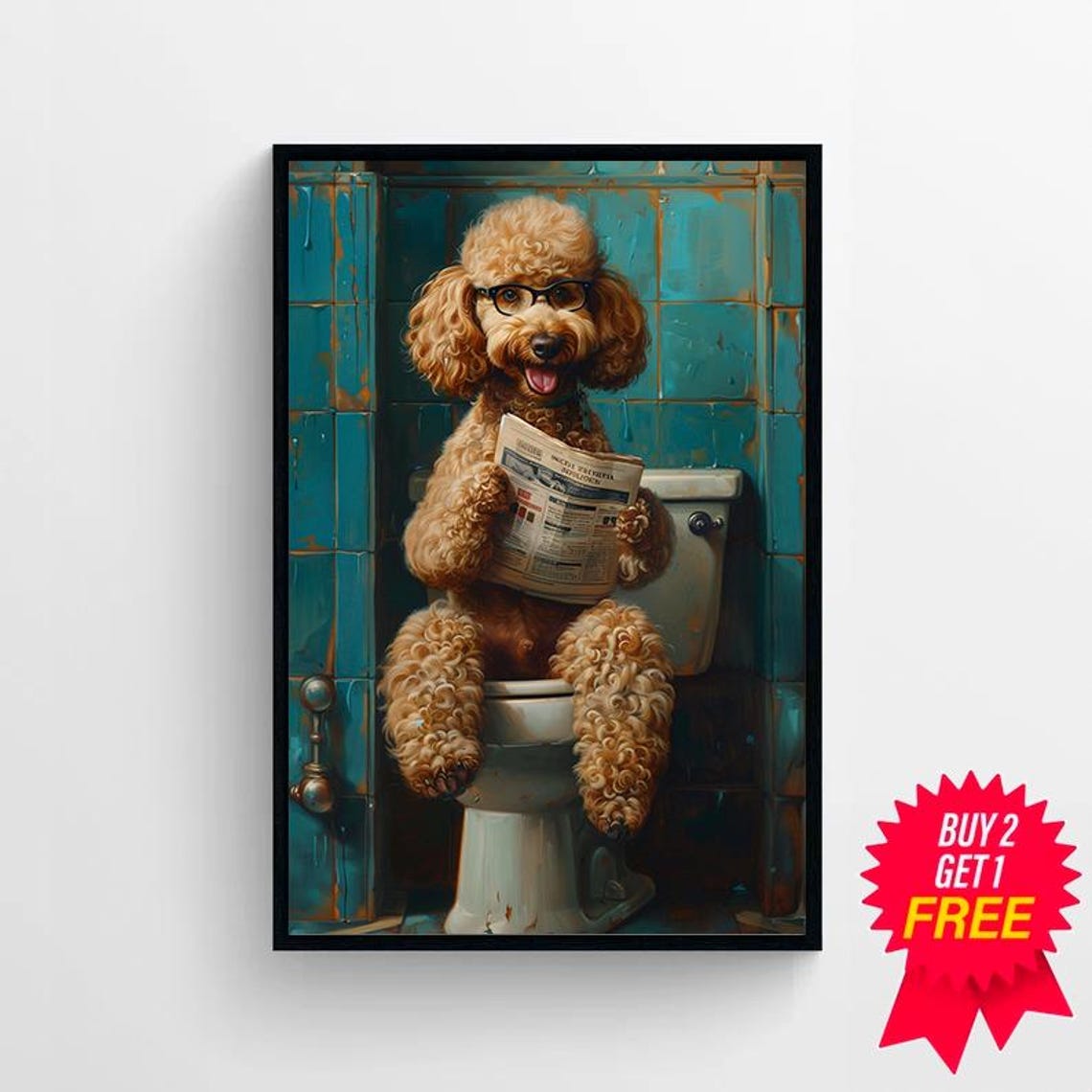 Goldendoodle Auf Toilette Badezimmer Bild Digitaler Goldendoodle Geschenk Funny Picture Wall Art Einrichtung Ideen Badezimmer - Image 4