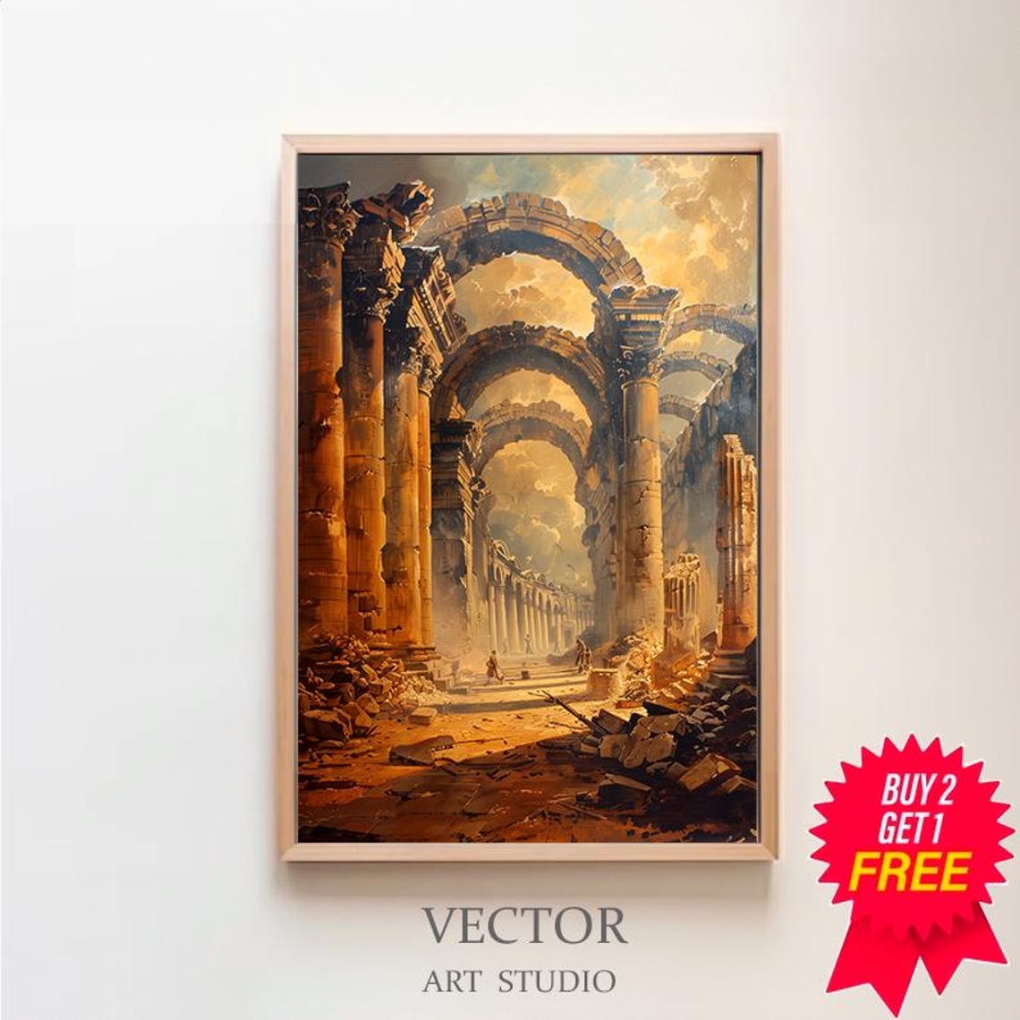 Ancient Roman Ruins Grand Arch Colonnade Classical Temple Poster