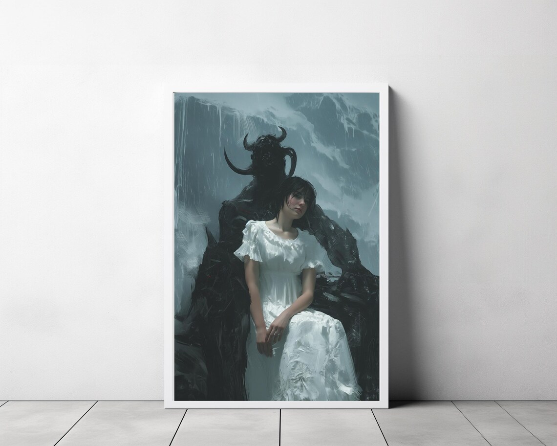 Satan Embrace Woman In White Dress With Dark Demon Gothic Poster - Image 3