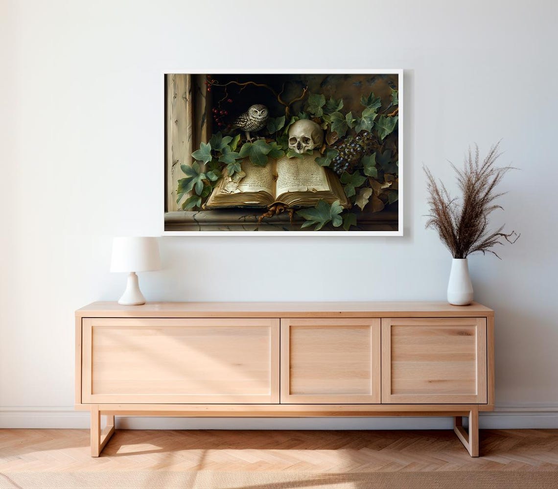 Vintage Still Life Painting Dark Academia Vintage Art Gothic Art - Image 2