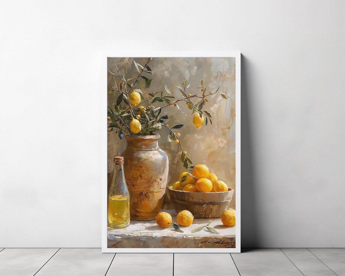 Vintage Lemons Still Life Painting Vintage Fruit Still Life Art Art - Image 3