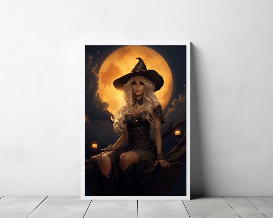 Witch Girl With The Moon Dark Academia Gothic Victorian Witch Decor Vintage Poster Art Poster Print - Image 3