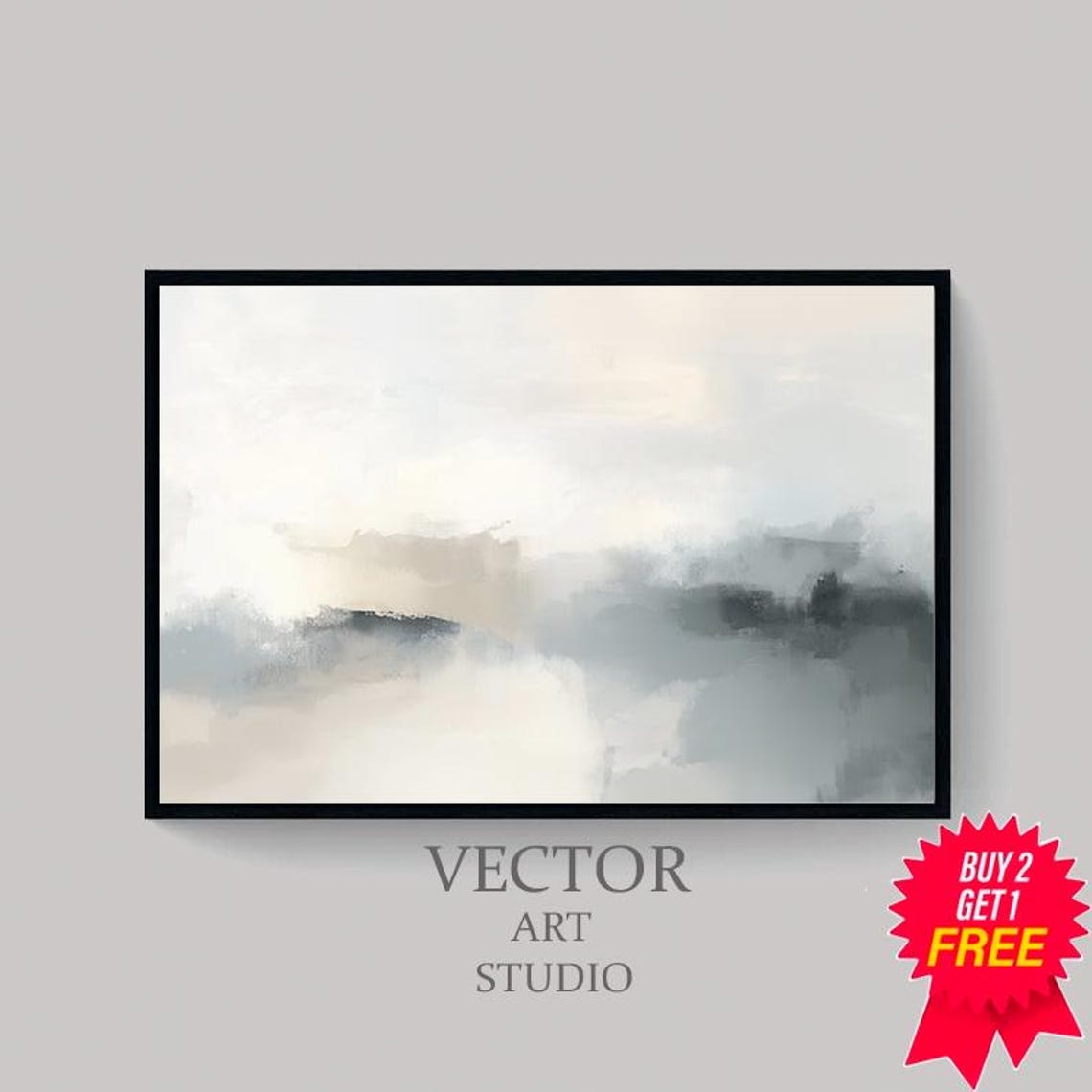 Soft Neutral Abstract Watercolor Wash Minimalist Beige Print - Image 4