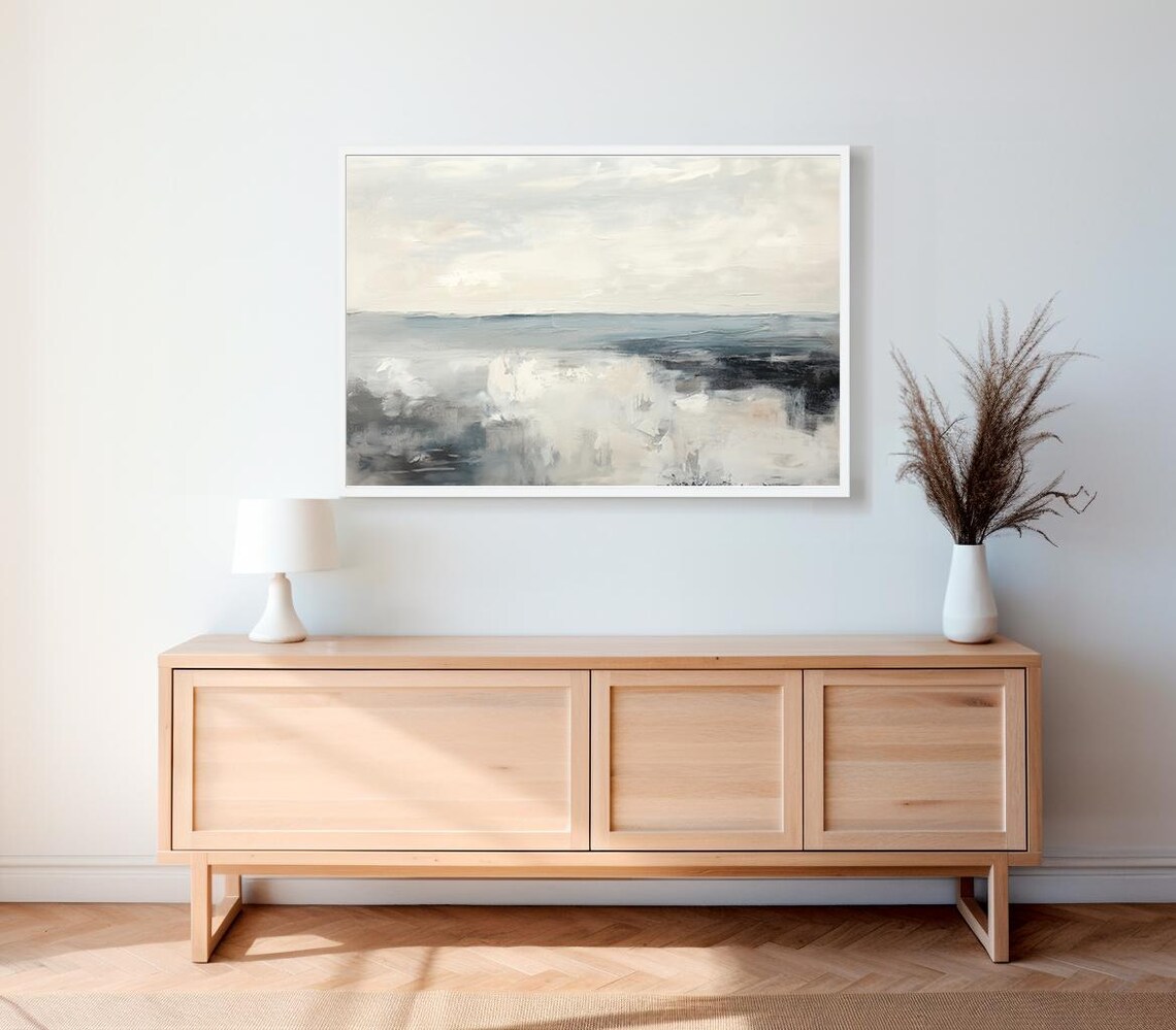 Calm Gray and Beige Abstract Modern Minimalist Painting Poster - Image 2