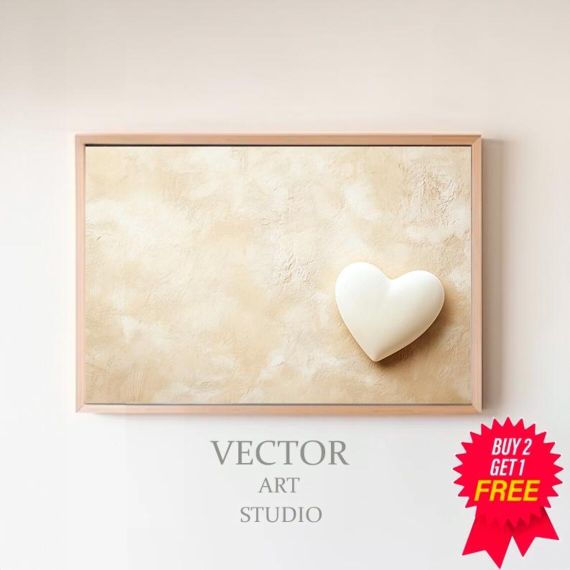 Valentine Abstract Heart, Minimalist Neutral Art