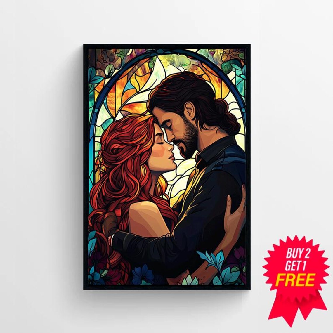 Persephone and Hades Stained Glass Window Romantic Couple Art Poster - Image 4