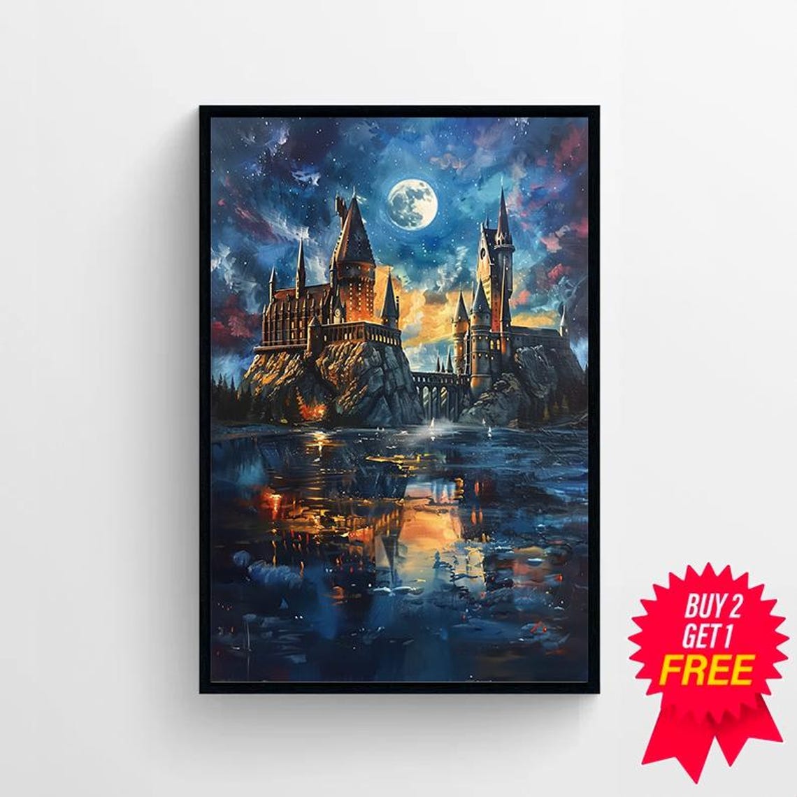 Wizarding Inspired Poster Vintage Wizard School Wizard World Van Gogh Painting Vintage Castle Decor Wall Art - Image 4
