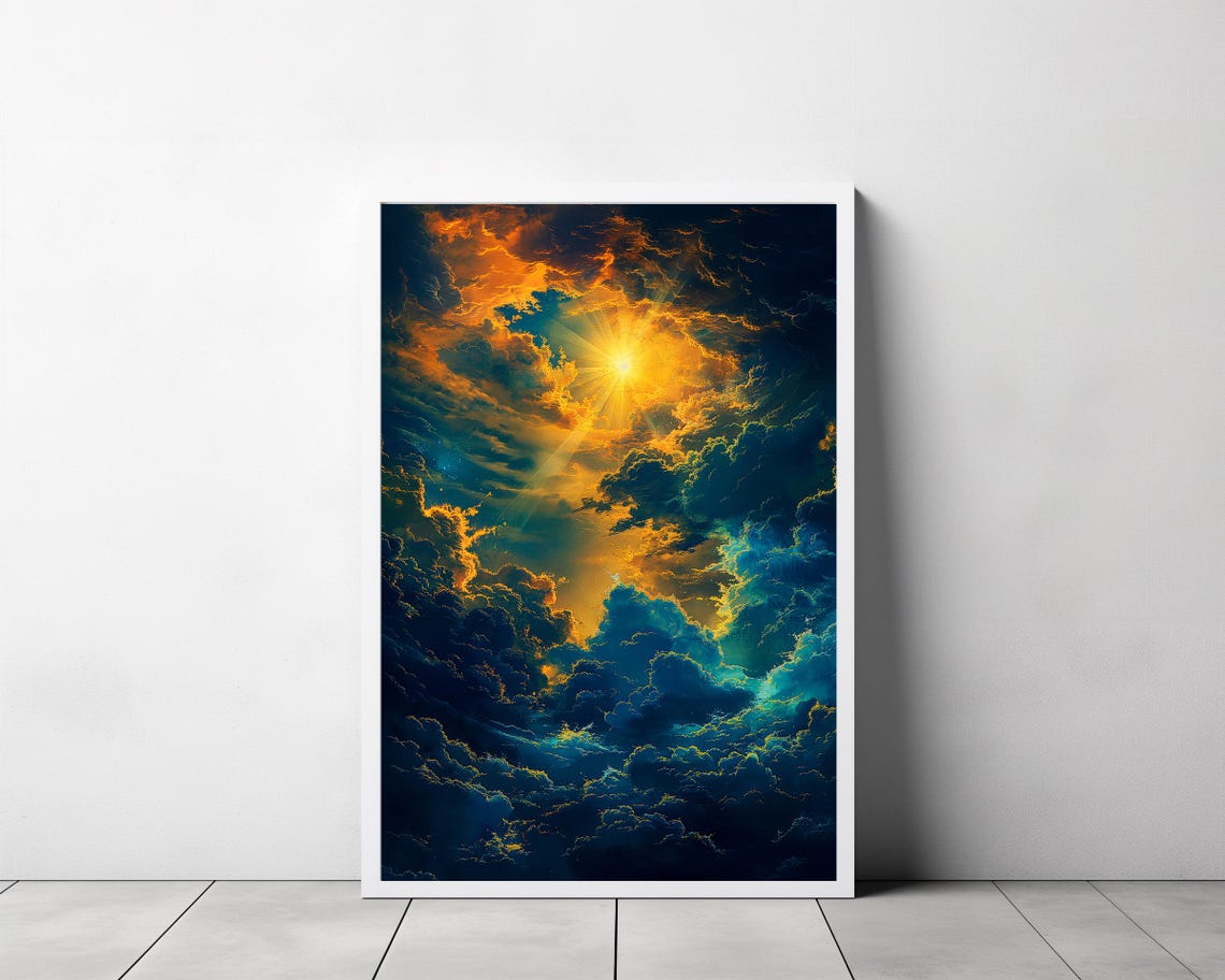 Brilliant Golden Sun Burst Through Dramatic Cloudscape Poster - Image 3