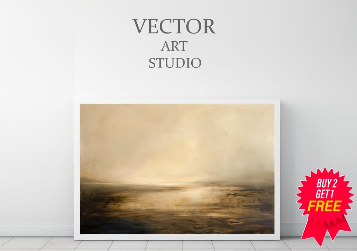 Minimalist Beige Gold Abstract Landscape Horizon Calm Painting Poster - Image 3