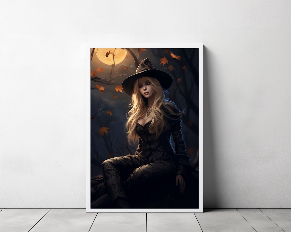 Witch Girl With The Moon Dark Academia Gothic Victorian Witch Decor Vintage Poster Art Poster Print - Image 3