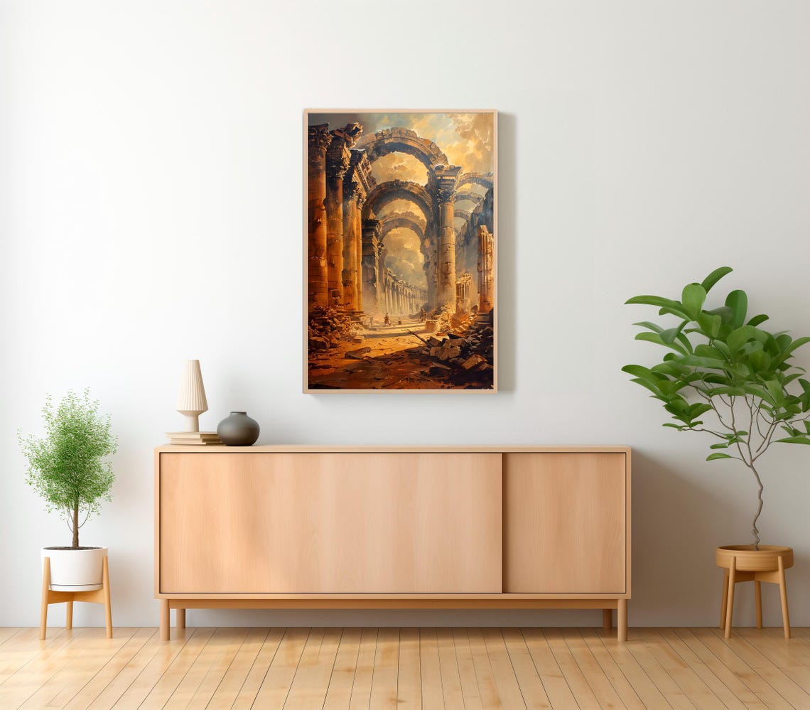 Ancient Roman Ruins Grand Arch Colonnade Classical Temple Poster - Image 2
