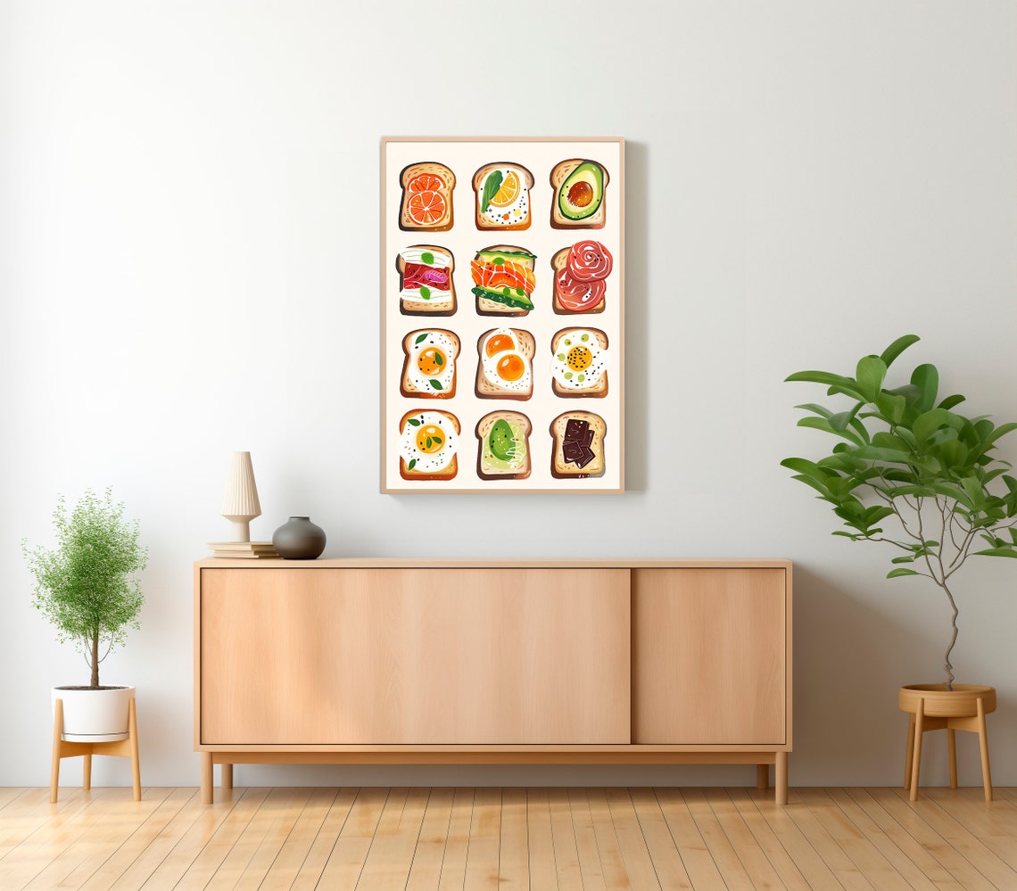 Savory Toast Grid Avocado Fried Eggs Salmon Tasty Food Poster - Image 2
