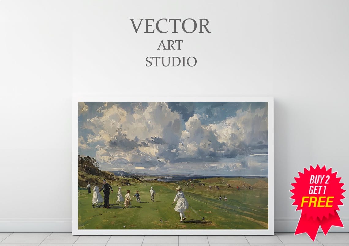 Golf Print Vintage Golf Painting Landscape Art Print Vintage Golf Course Wall Art Wall Decor Golf Fan Gifts - Image 3