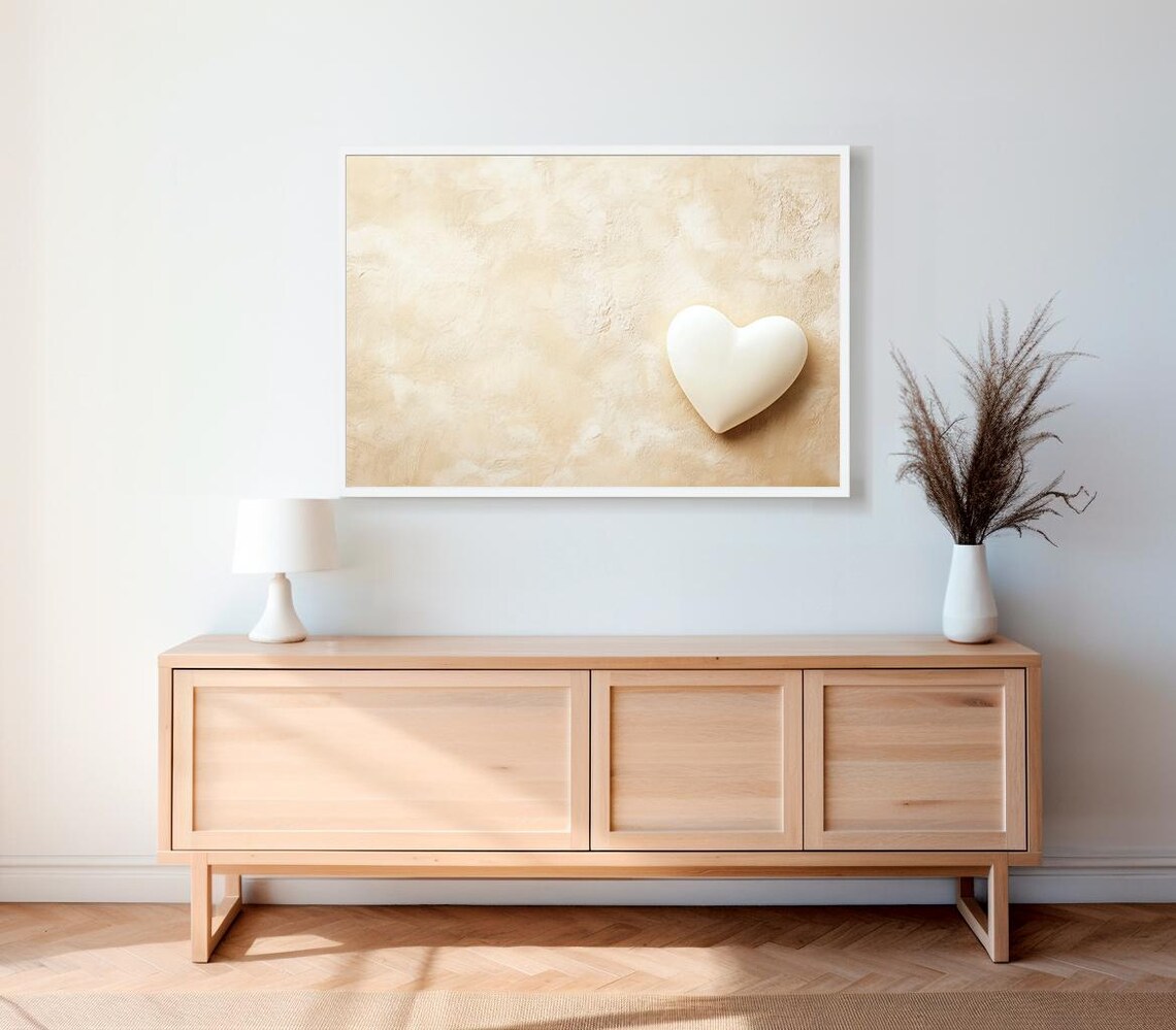 Valentine Abstract Heart, Minimalist Neutral Art - Image 2