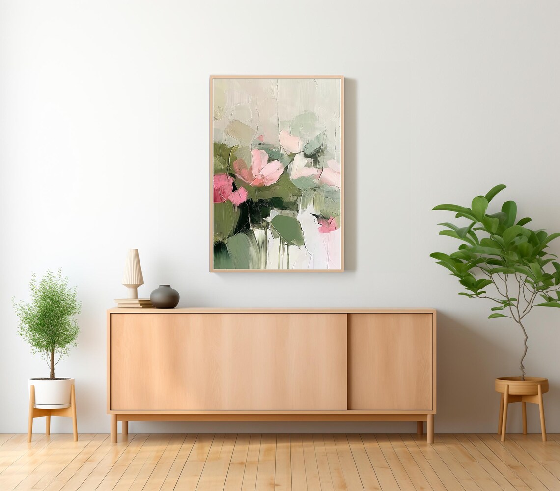 Sage Green Abstract Modern Painting, Hallway Decor - Image 2