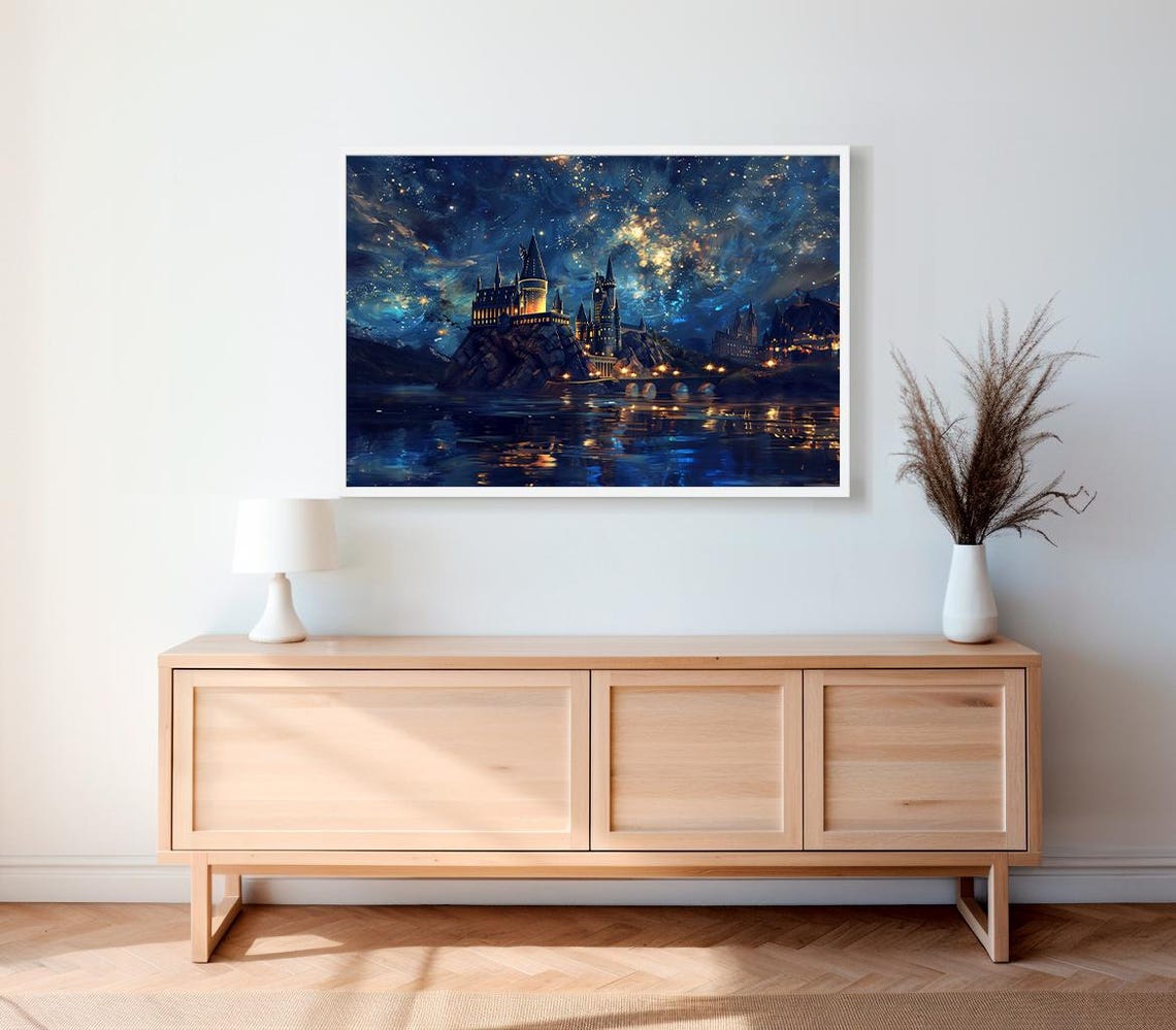 Wizarding Inspired Poster Vintage Wizard School Wizard World Van Gogh Painting Vintage Castle Decor Wall Art - Image 2