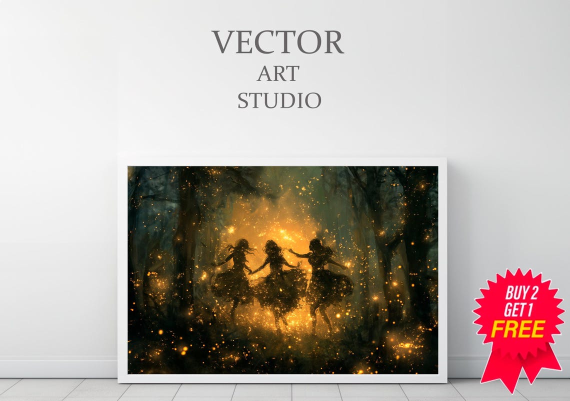 Fairies Vintage Wall Art Witchy Moody Wall Art Dark Art Cottagecore Girls Room Decor Girly Whimsical Wall Art - Image 3