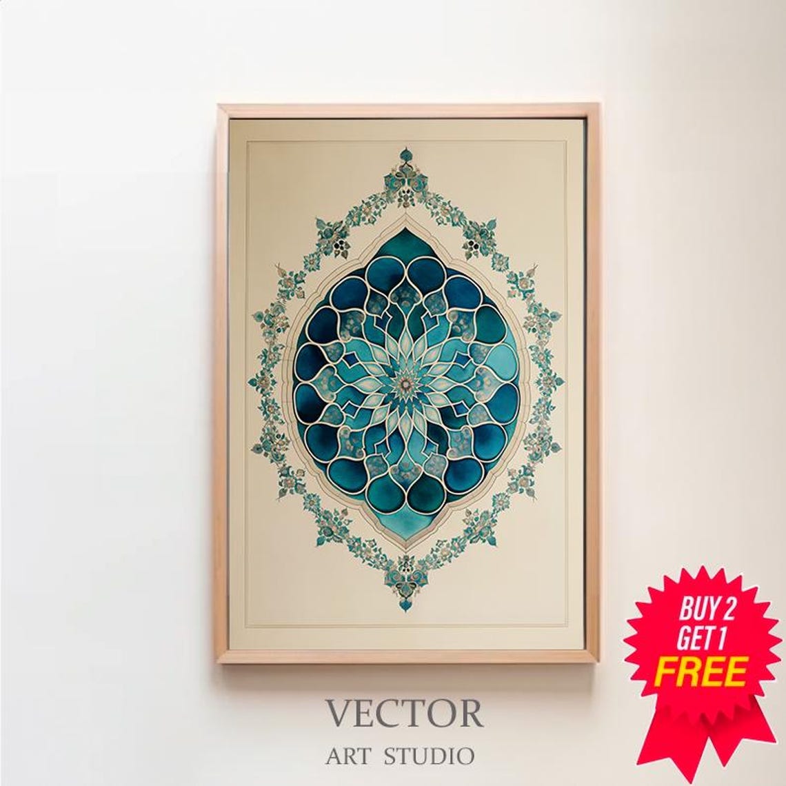 Islamic Geometric Art Artful Pattern Art Modern Islamic Wall Art Boho Islamic Poster Floral Tile Print Eid Decoration Muslim Home Decor