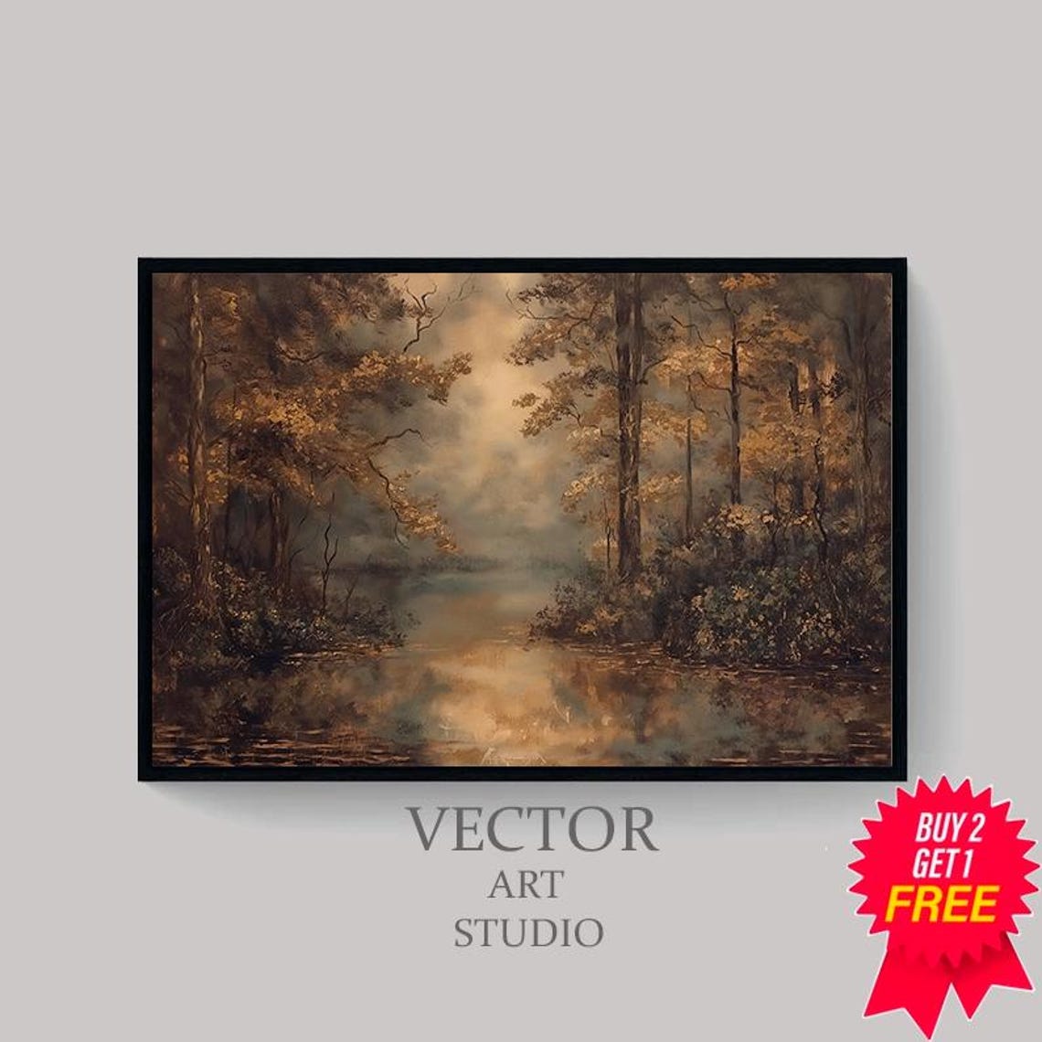 Golden Autumn Trees Reflecting On A Still Mirror Lake Poster - Image 4