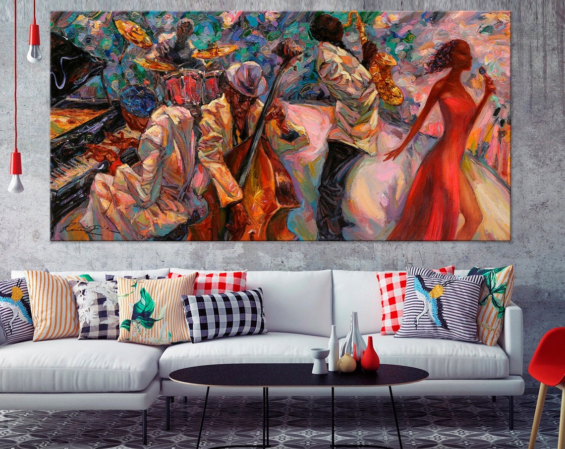 Jazz Music Print Roman Nogin Art African Jazz Print Music Wall Art Contemporary Jazz Wall Decor Living Room Decor