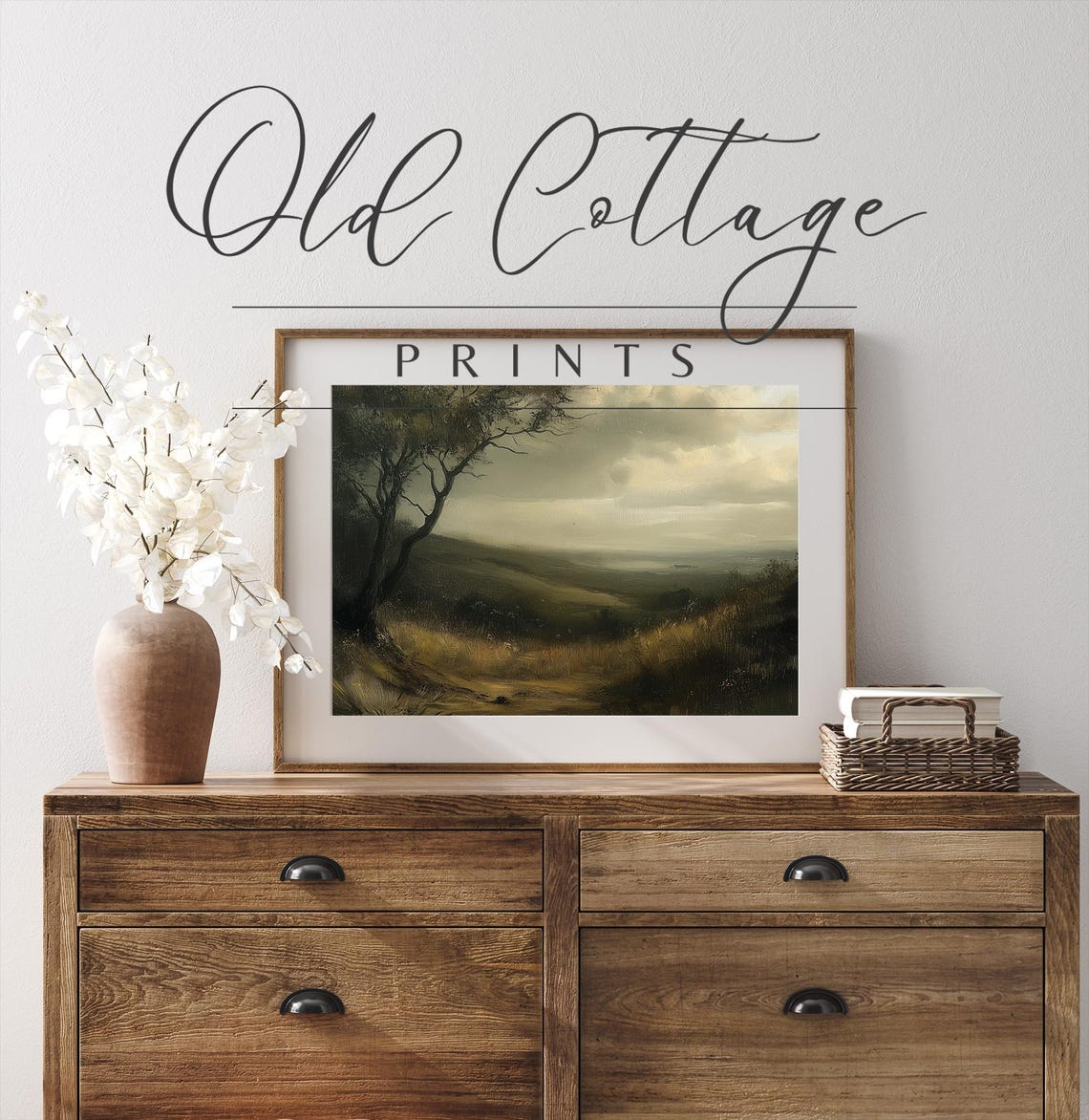 Dark Moody Rolling Hills Tonalist Landscape Oil Painting Print - Image 2