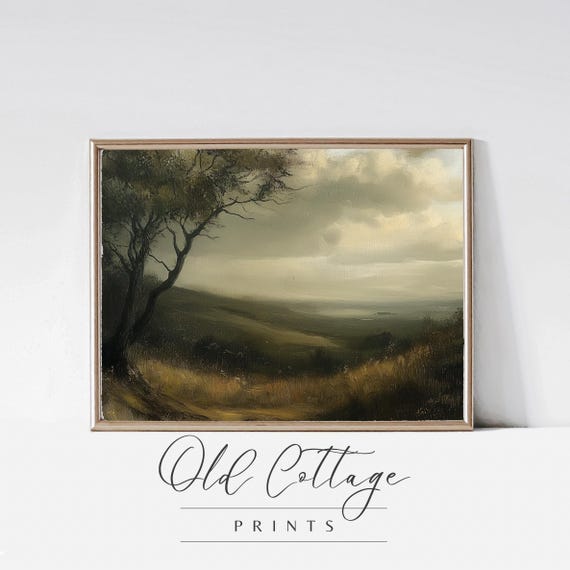 Quiet Hill Serene Landscape Art Rustic Landscape Decor Tranquil Countryside Decor 0039