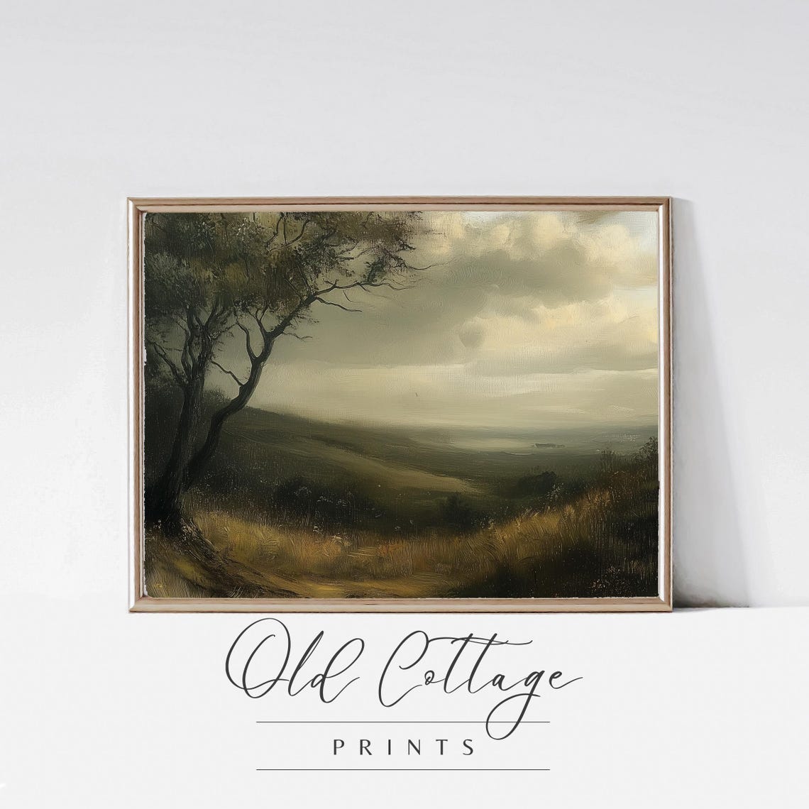Dark Moody Rolling Hills Tonalist Landscape Oil Painting Print