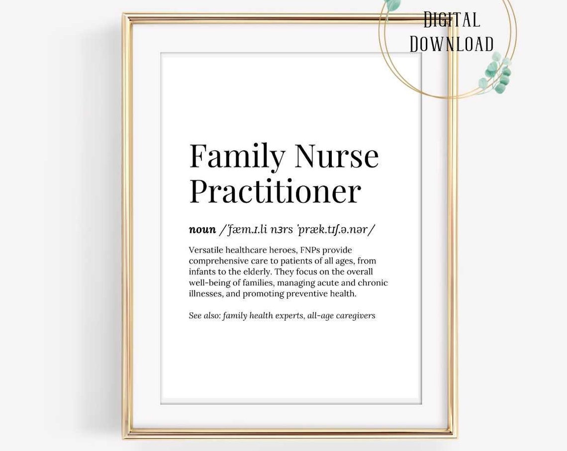 Family Nurse Practitioner Definition Typography Style Poster