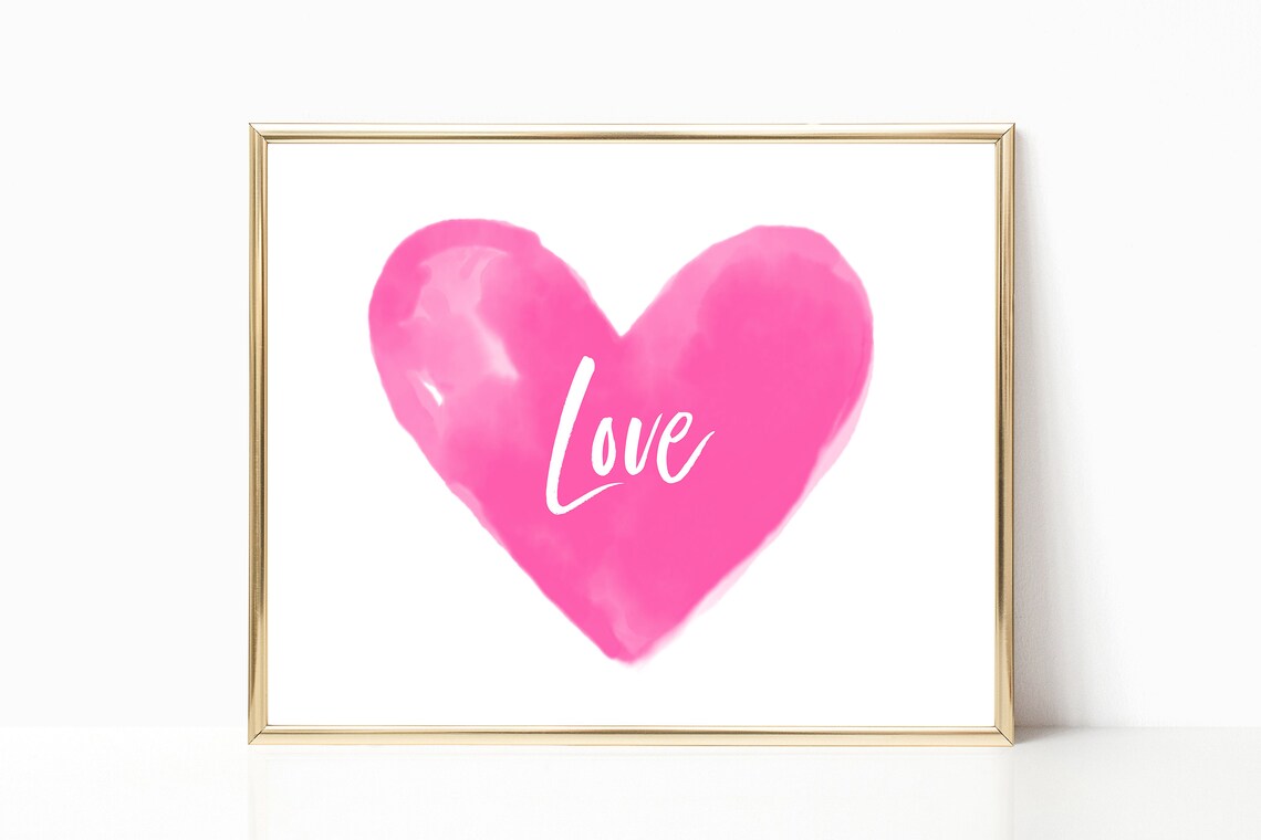 Hot Pink Love Heart Wall Art Pink Heart Nursery Art Girls Hot Pink Wall Decor Valentines Day Wall Art Hot Pink Heart