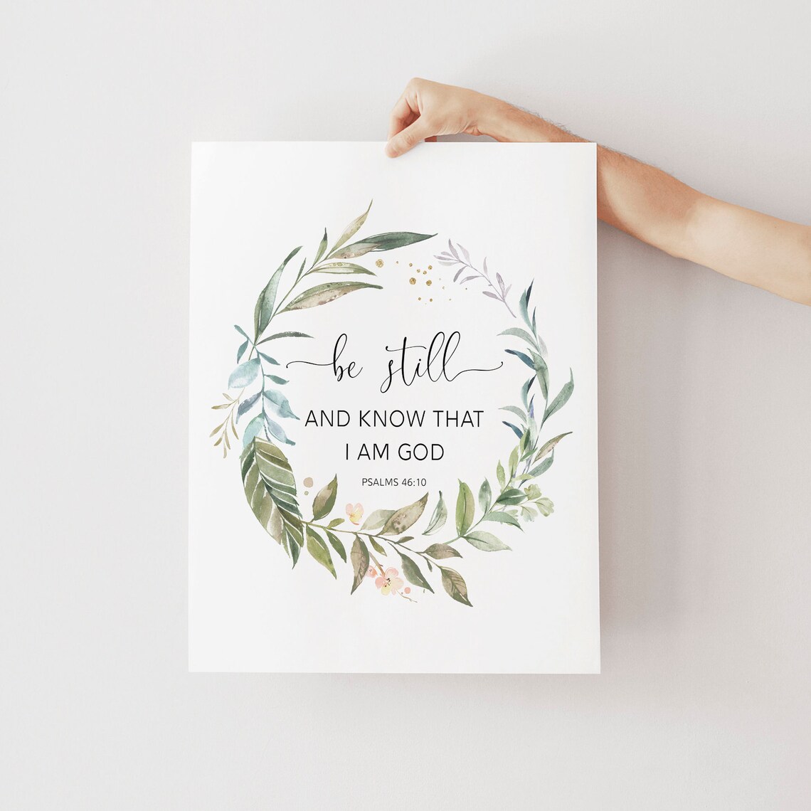 Be Still And Know That I Am God Psalm 4610 Botanical Wreath Wall Art - Image 2
