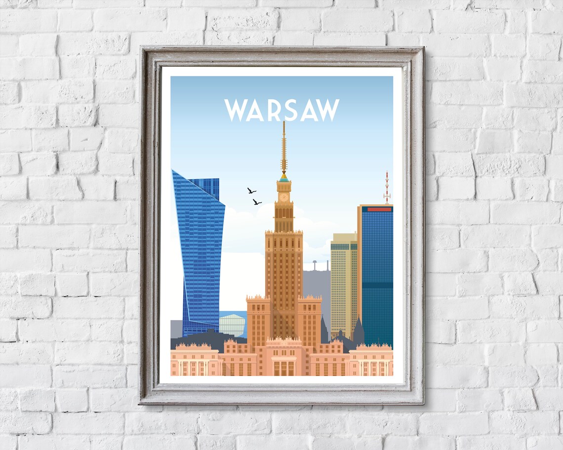 Warsaw Retro Travel Poster, Poland Wall Art Print - Image 2