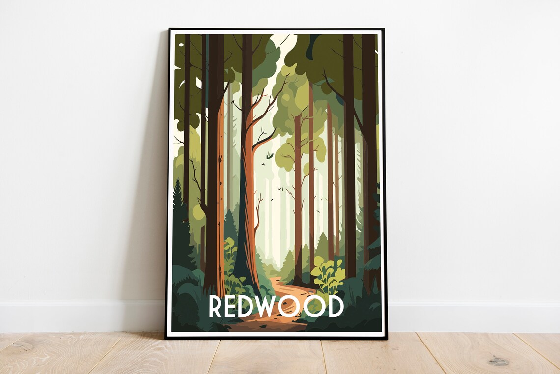 Redwood National Park Towering Giant Forest Trail Travel Poster - Image 2