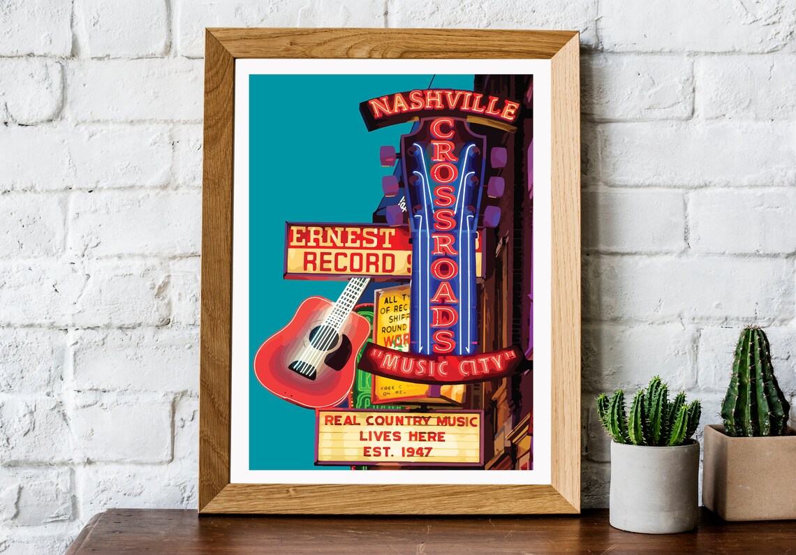 Nashville Retro Travel Poster, USA City Print - Image 2
