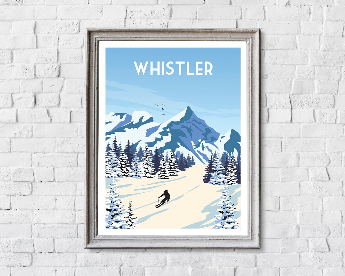 Whistler Skiing Travel Poster, Mountain Town Print - Image 2