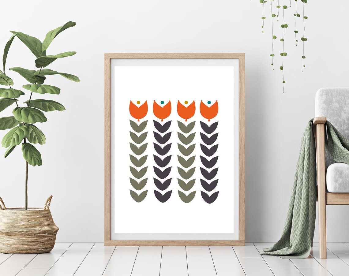 Mid Century Modern Geometric Wall Art Poster