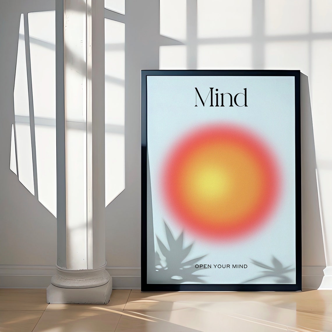 Open Your Mind Red Sun Aura Gradient Minimal Spiritual Wall Art - Image 2