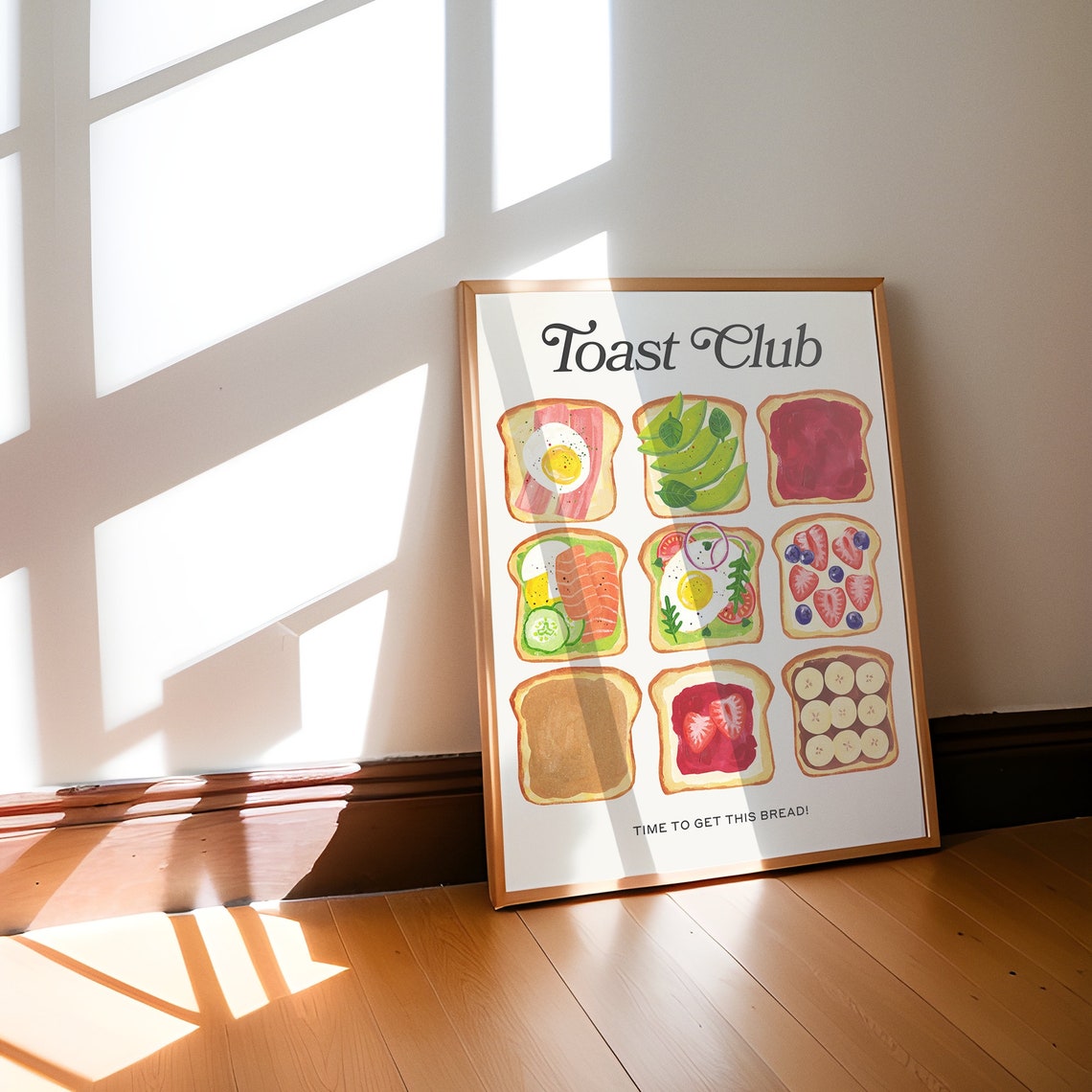 Toast Club Nine Creative Toasts Breakfast Illustration Fun Art Poster - Image 2