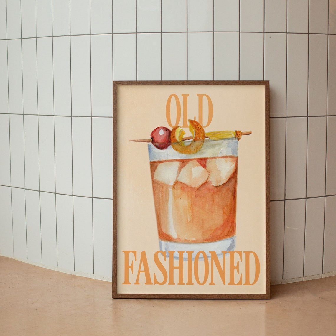 Old Fashioned Watercolor Cocktail Classic Whiskey Drink Poster - Image 3