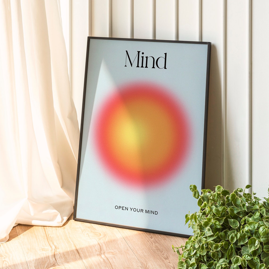 Open Your Mind Red Sun Aura Gradient Minimal Spiritual Wall Art - Image 3