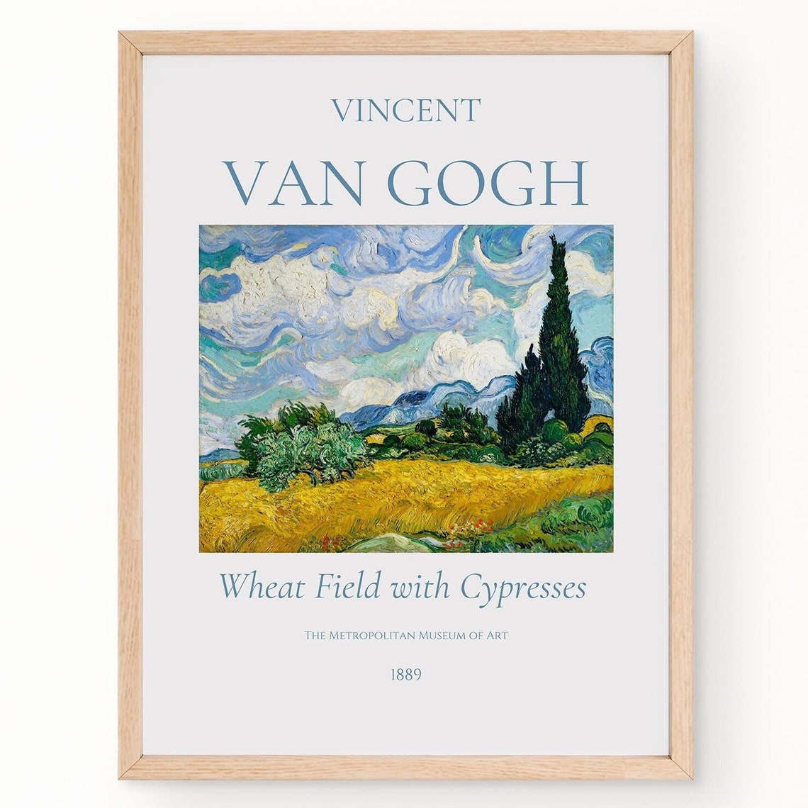 Van Gogh Art Print Wheat Field With Cypresses Van Gogh Exhibition Poster Van Gogh Painting Landscape Artwork Museum Poster