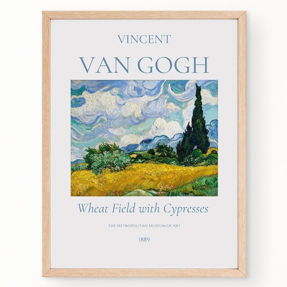 Van Gogh Wheat Field with Cypresses 1889 Golden Field Blue Sky Poster