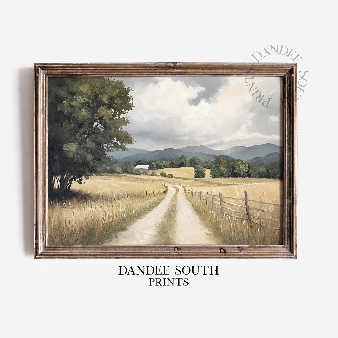 Rural Country Road Oil Painting Through Golden Fields Landscape Poster