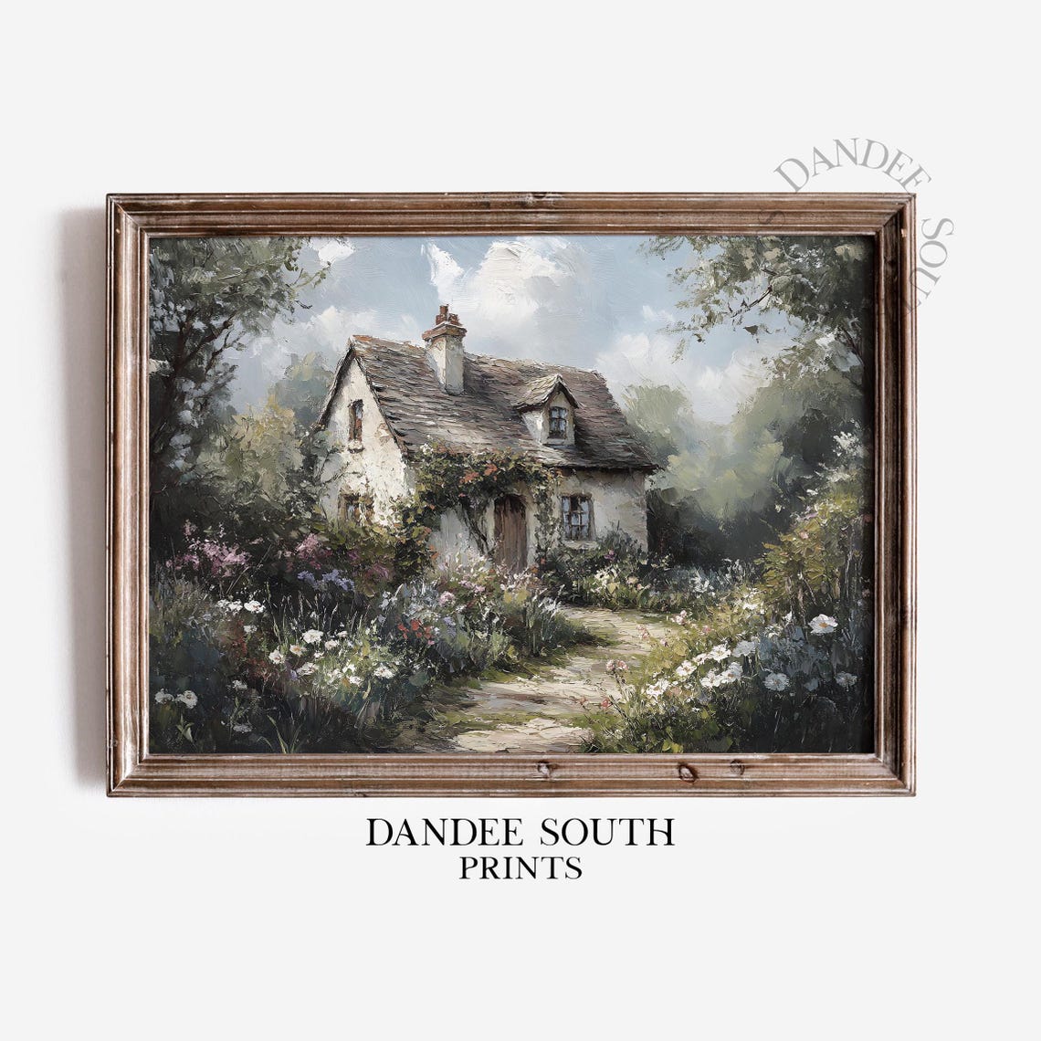 Wall Art Landscape Oil Painting Vintage Wildflowers Floral Country Cottage Farmhouse Decor 214